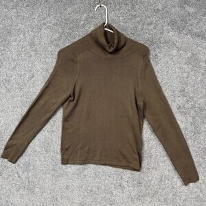 VTG 90s Carlisle Sweater Womens M Brown Silk Blend Turtleneck Preppy Clean Girl